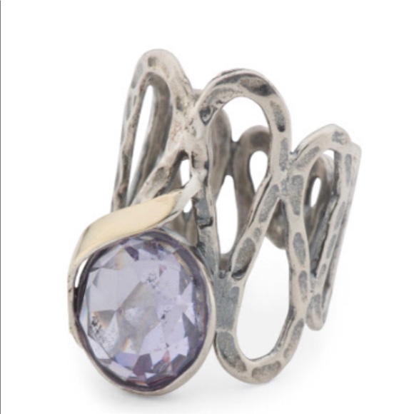 Sterling silver , purple stone w/ 14k gold accent - Picture 1 of 7
